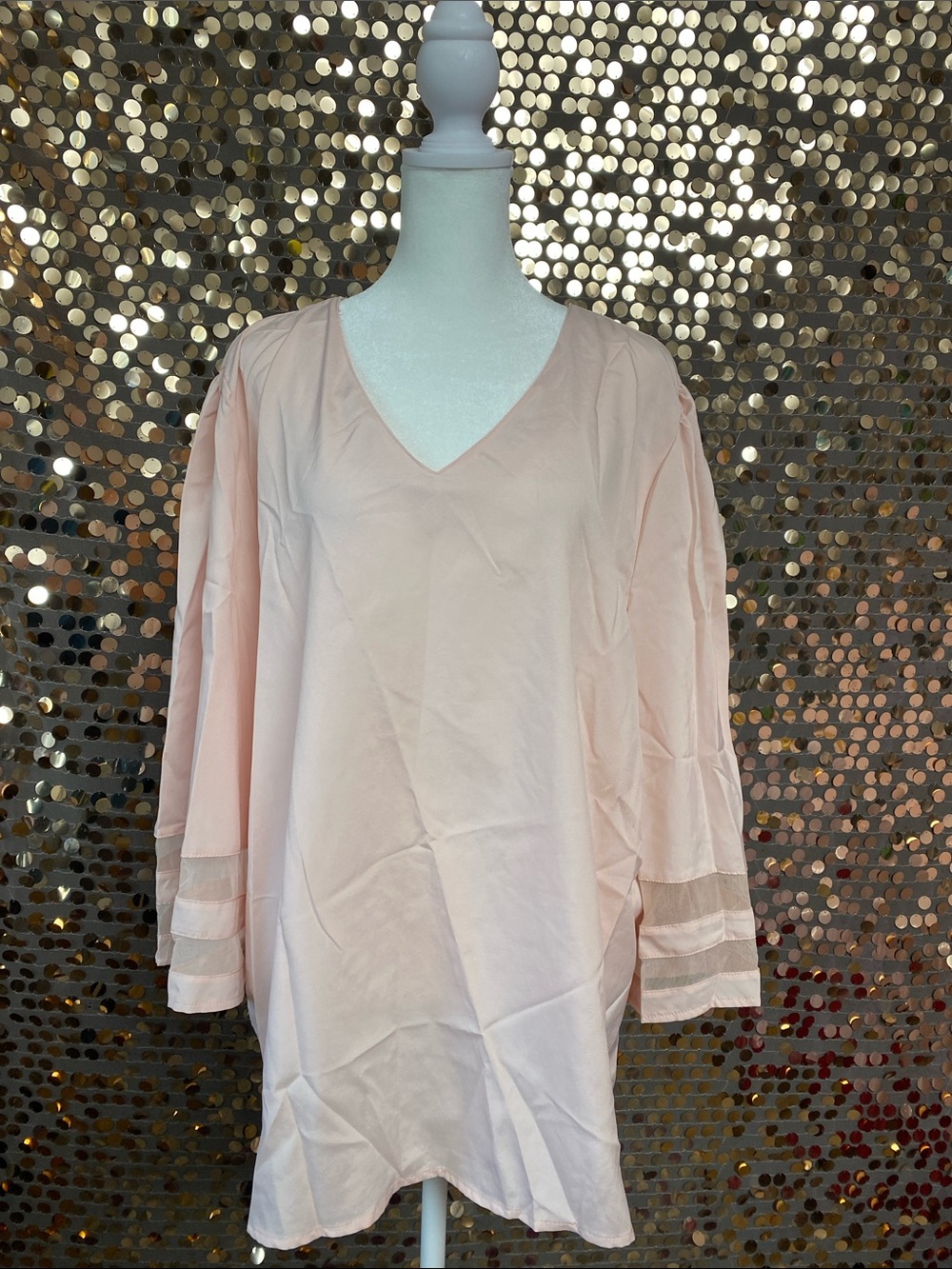 Women's V-Neck Blush Pink Tunic Top #1578